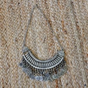 Vintage bellydance style coin necklace, 22 inch
